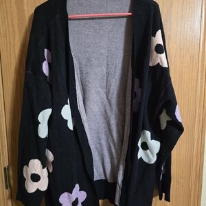 BloomChic Black Cardigan with Floral Accents